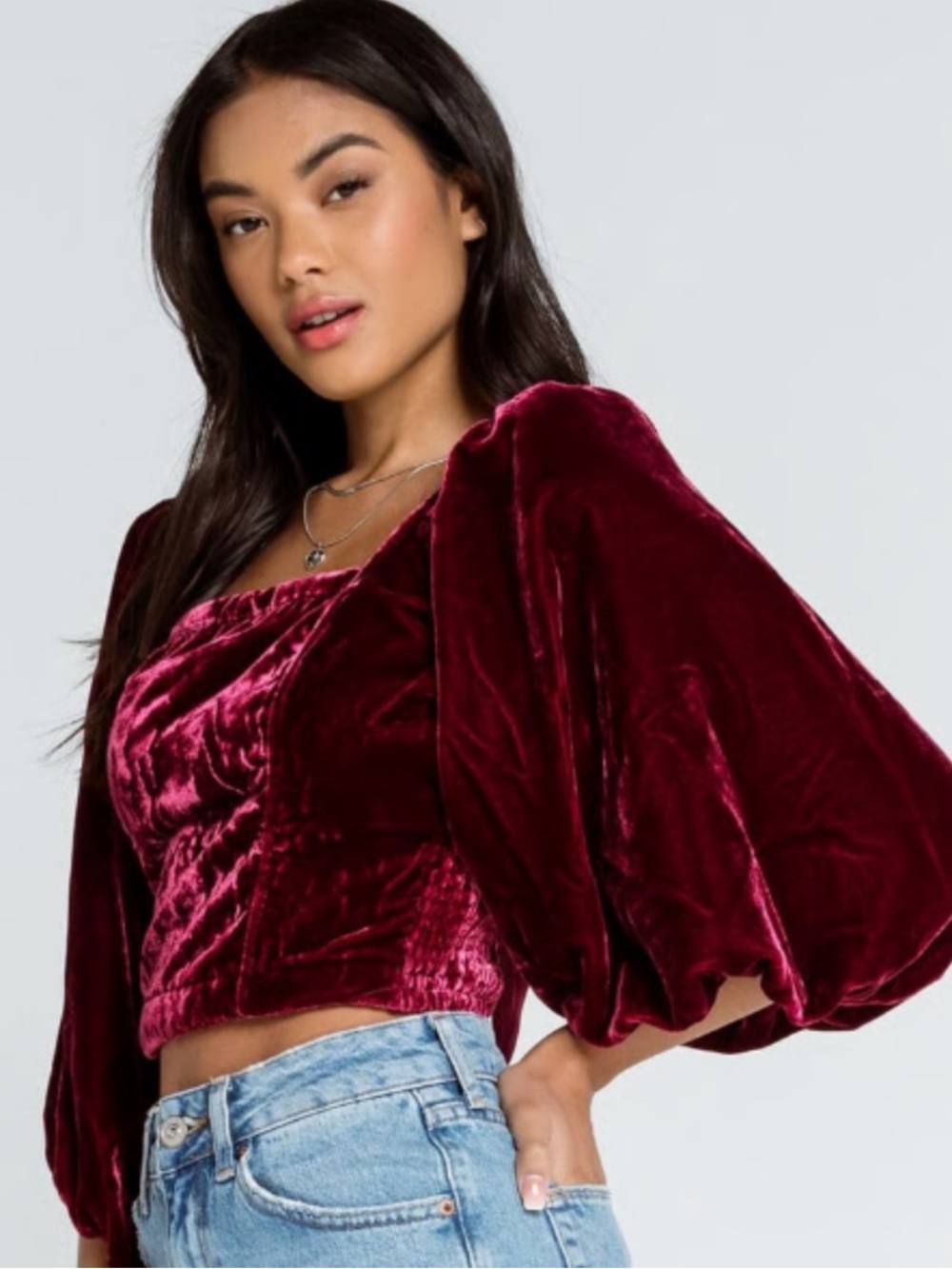 Free people Marie top velvet bow back new